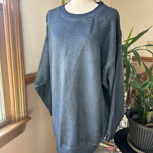 We The Free Sweatshirt, Distressed, Faded, Tunic Length, Womens Oversized, M